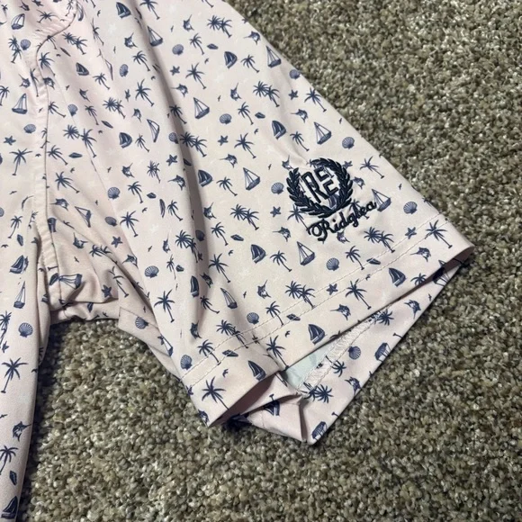 Straight Down Men’s Polo Large Palm Tree Sail Boat Print Pink - Picture 6 of 12